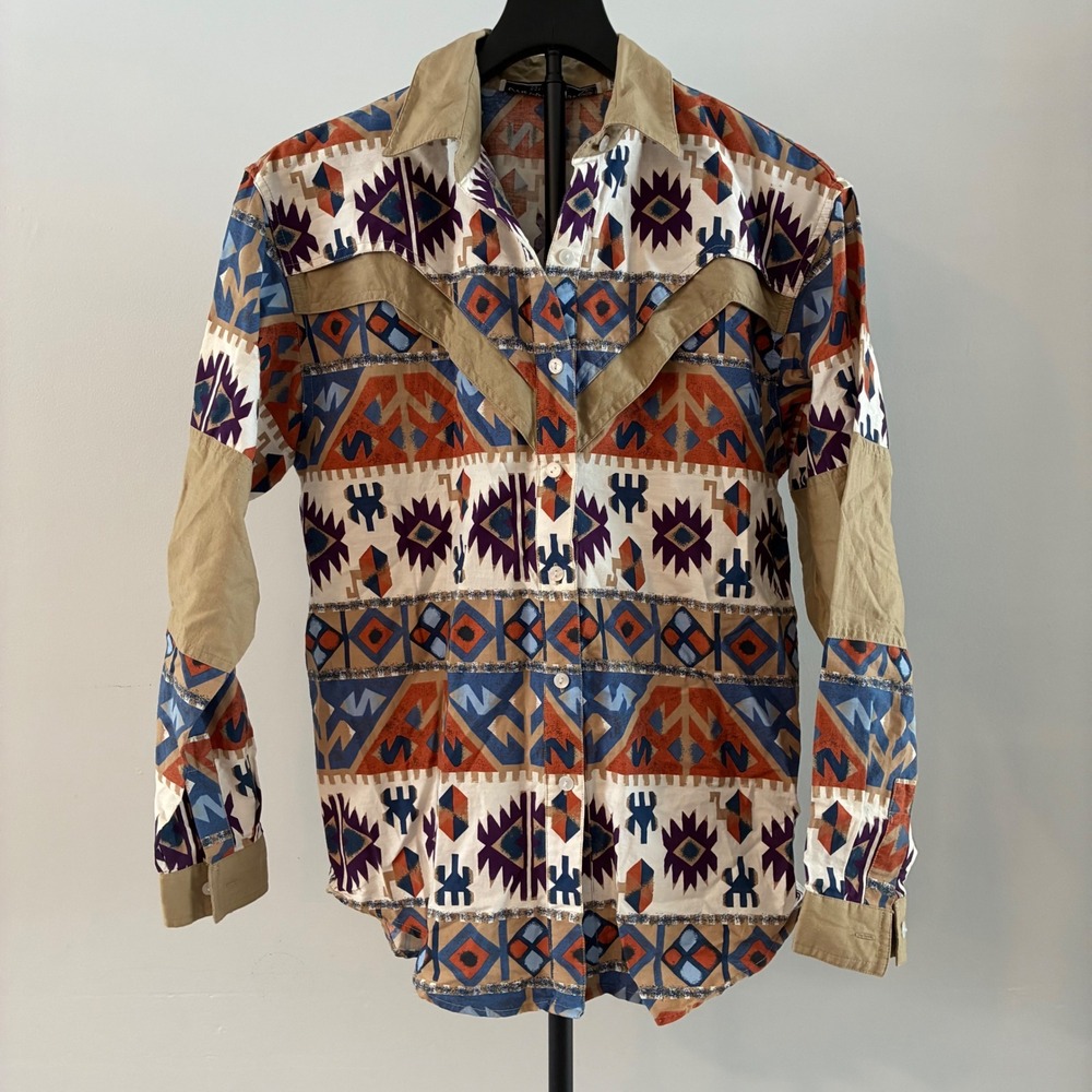 Vintage 1993 Adobe Rose Southwestern Western Button Up Shirt Cotton Small
